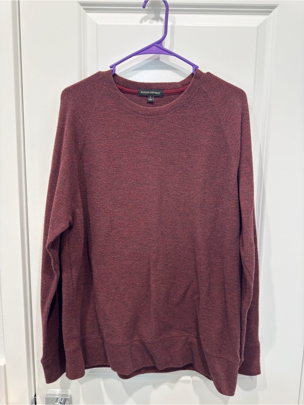 Banana Republic Men's Long Sleeve Crewneck Sweater - Heathered Maroon